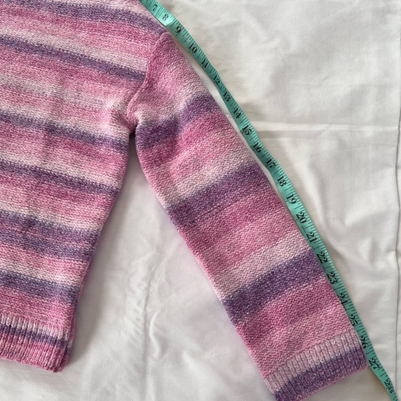 NWT- Girls striped pink purple multi color long sleeve sweater. - Picture 5 of 8